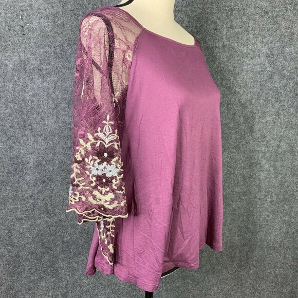 Anthropologie Akemi + Kin Bat Wing Top Women XXS Sheer Mesh Embroidered Sleeves - Picture 10 of 12